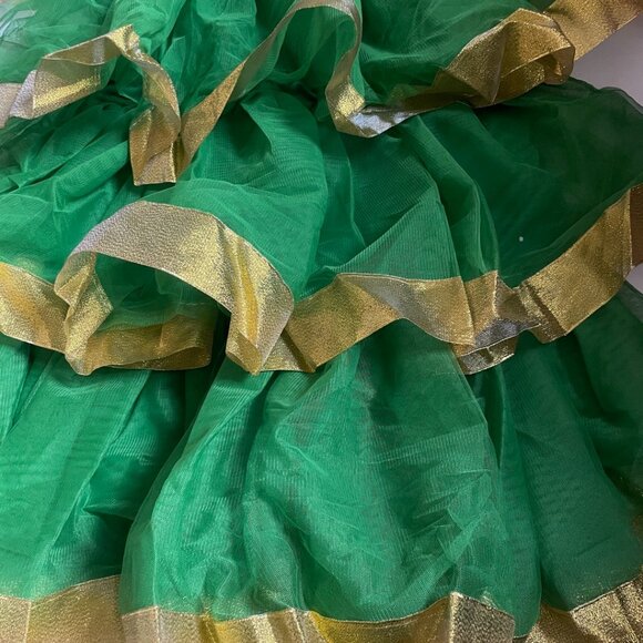 Green and Gold Layered Tulle Childs Xmas Tree Costume - Picture 6 of 8